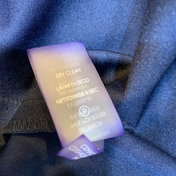 Calvin Klein Navy Blue Sheath Dress Size 10 Faux Pearl Detail Bell Sleeve Career - Picture 13 of 14